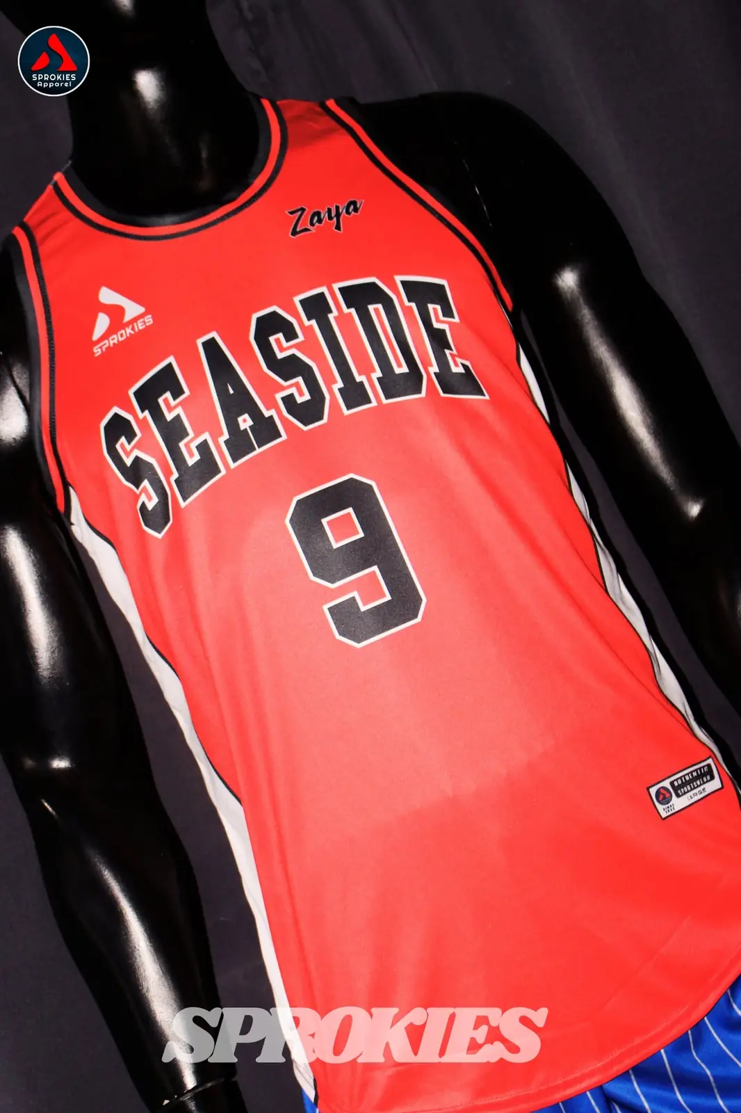 Finished red number 9 custom jersey by Sprokies Apparel