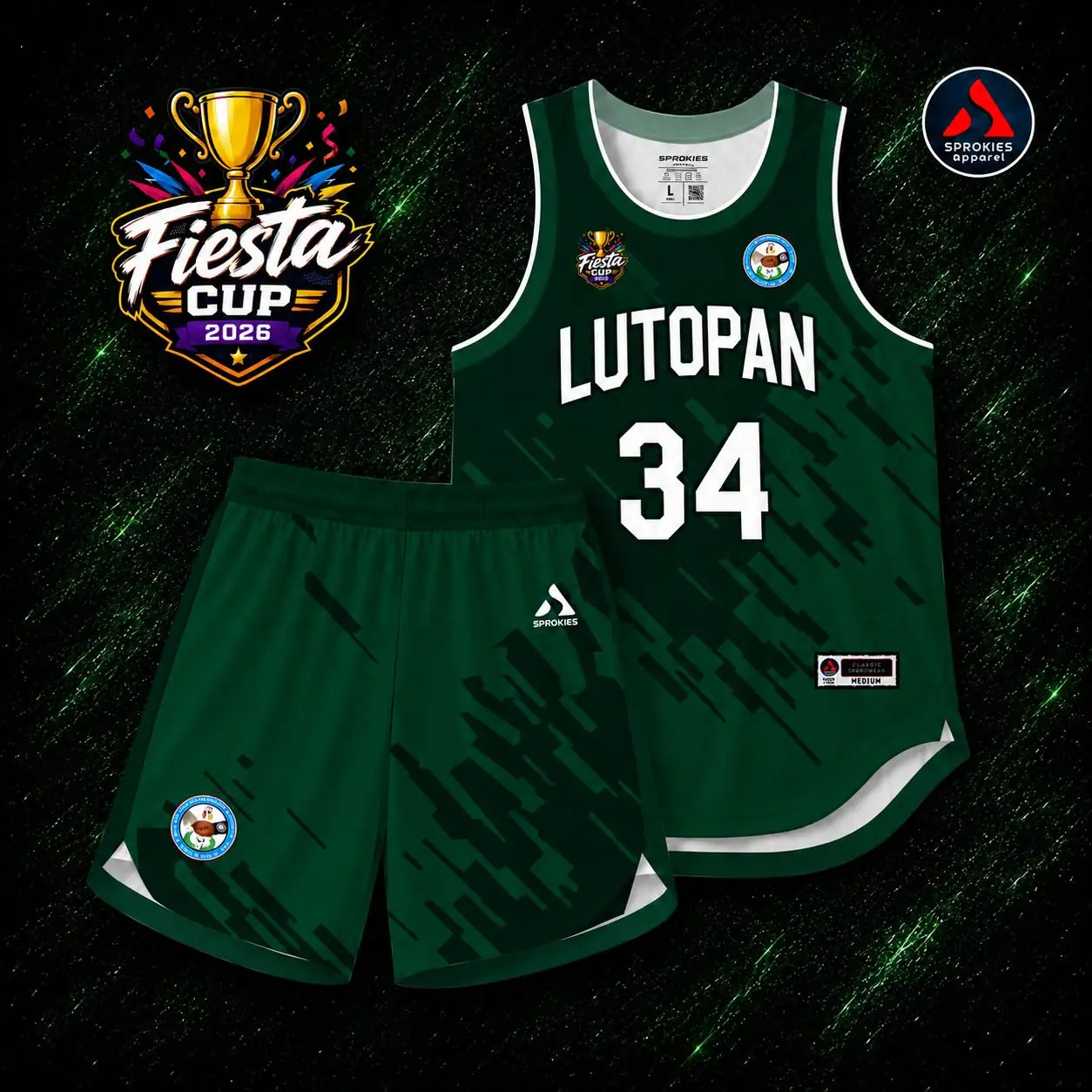 Green basketball uniform set design supplied by Sprokies Apparel